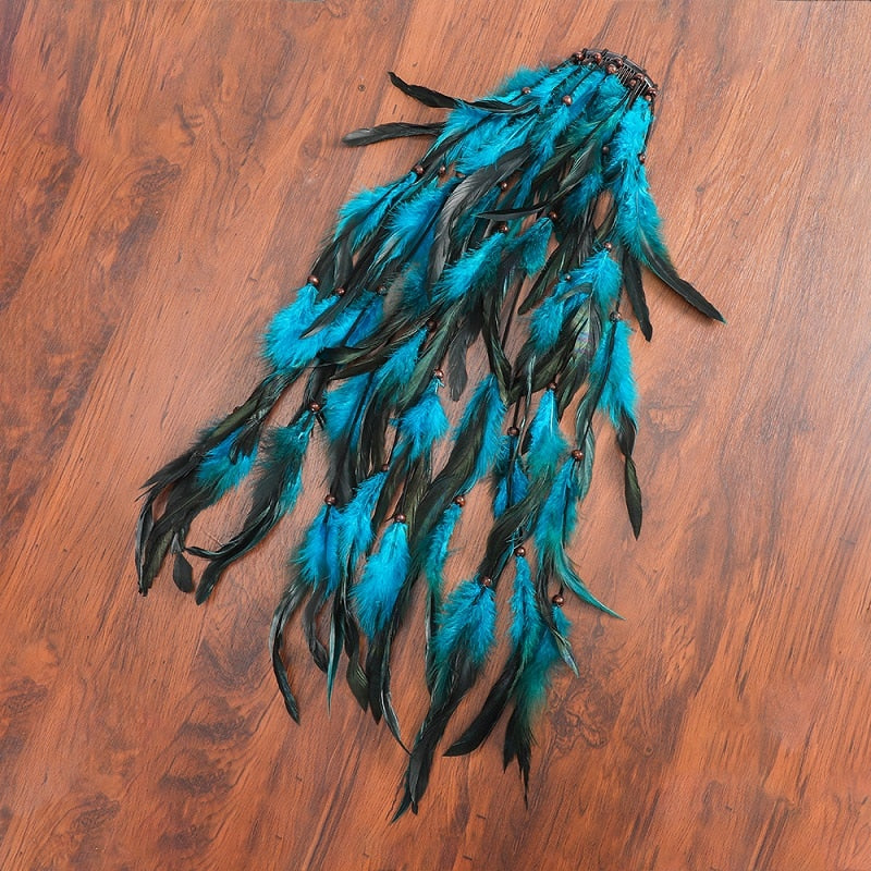 Bohemian Feather Comb Clips