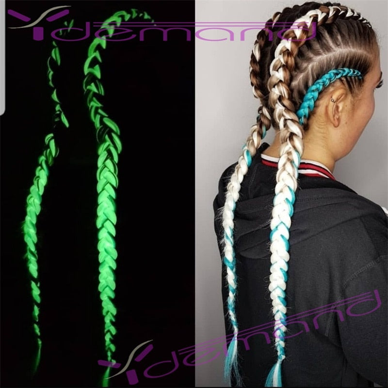 Neon Glowing Synthetic Jum bo-Braiding Hair