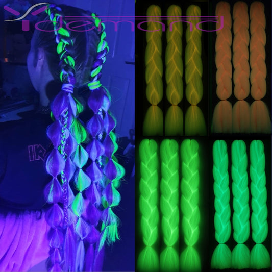 Neon Glowing Synthetic Jum bo-Braiding Hair