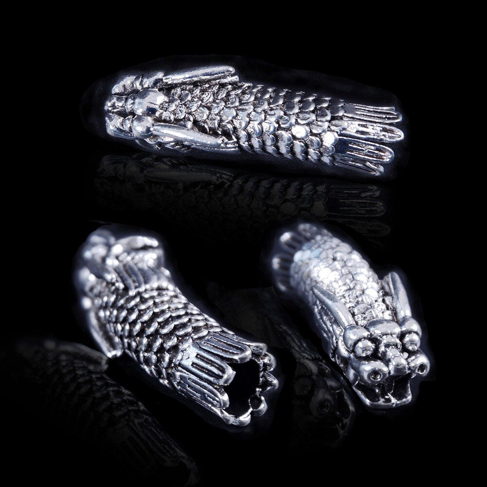 Tibetan Silver Dragon Hair Bead 3 pcs