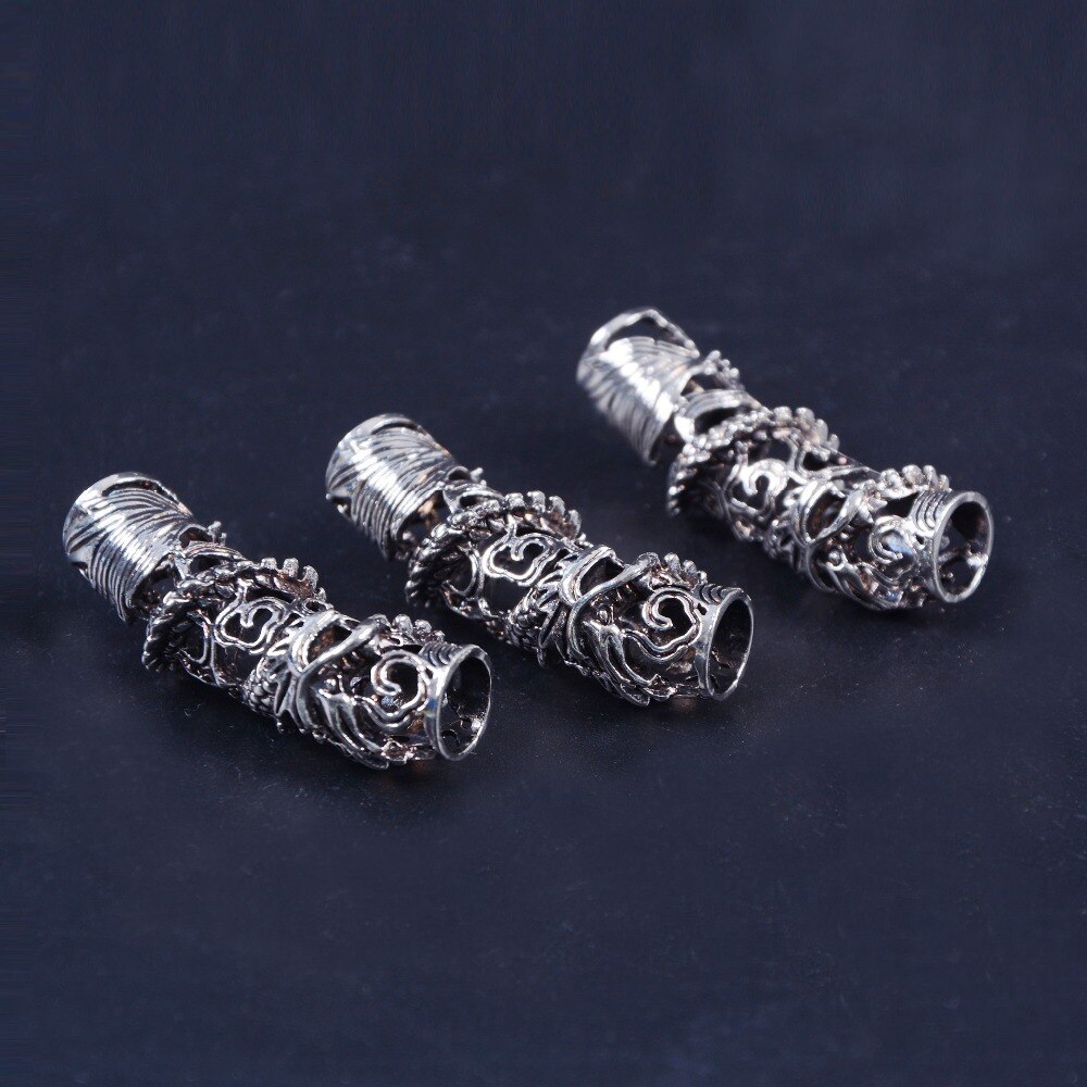 Tibetan Silver Dragon Hair Bead 3 pcs