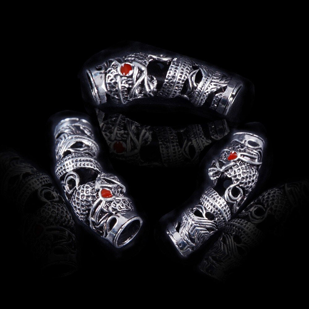 Tibetan Silver Dragon Hair Bead 3 pcs