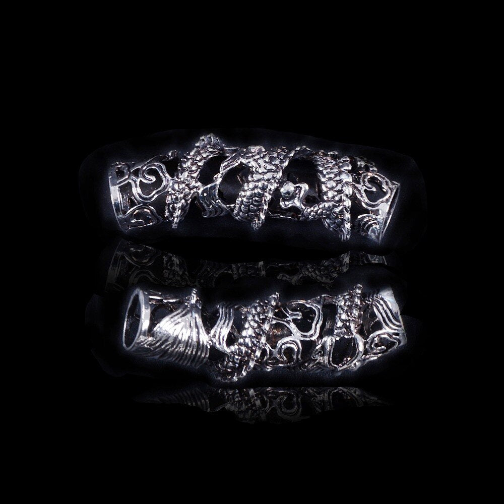 Tibetan Silver Dragon Hair Bead 3 pcs