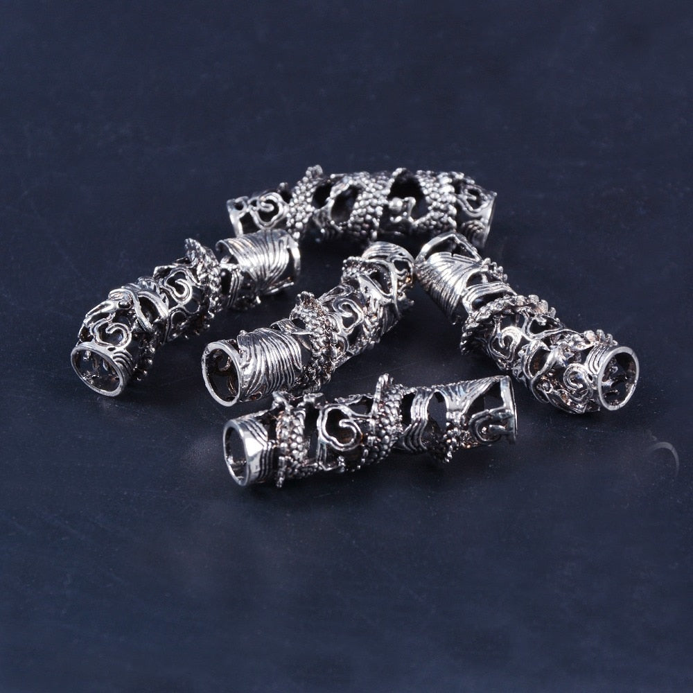 Tibetan Silver Dragon Hair Bead 3 pcs