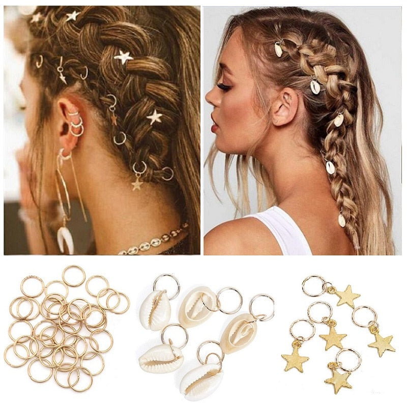 Hottest 5pcs/Lot Pendant Gold and Silver Hair Jewelry