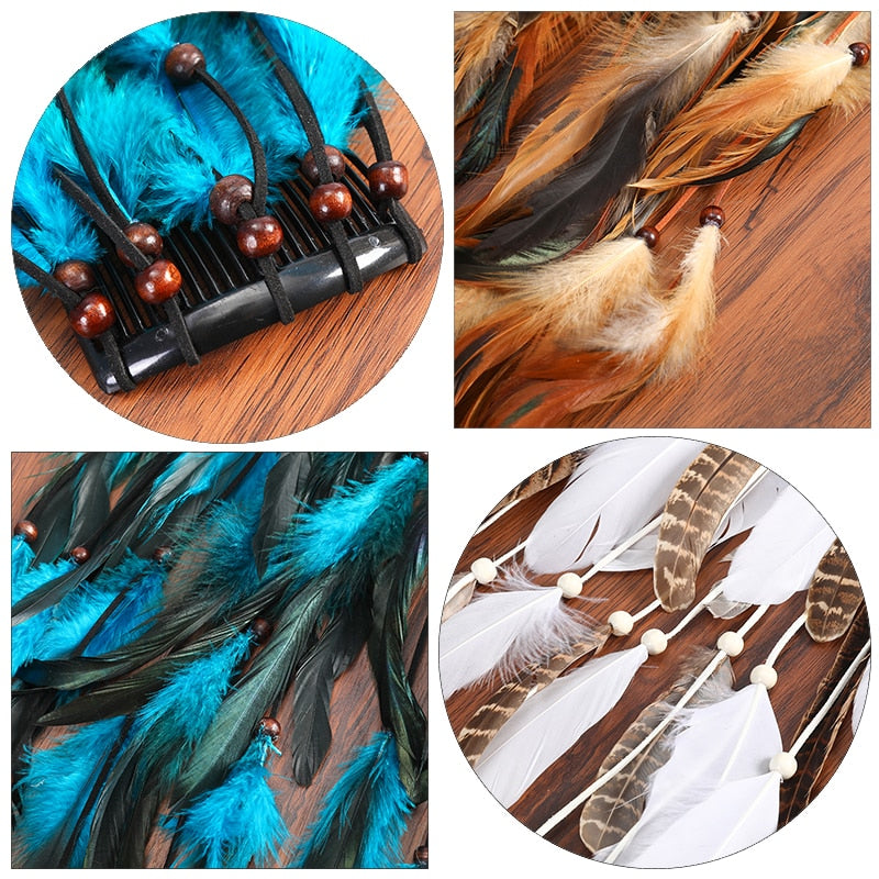 Bohemian Feather Comb Clips