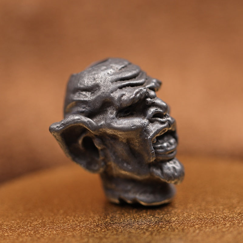 Black Brass Vampire Skull Head Beard Bead