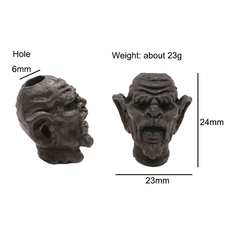 Black Brass Vampire Skull Head Beard Bead