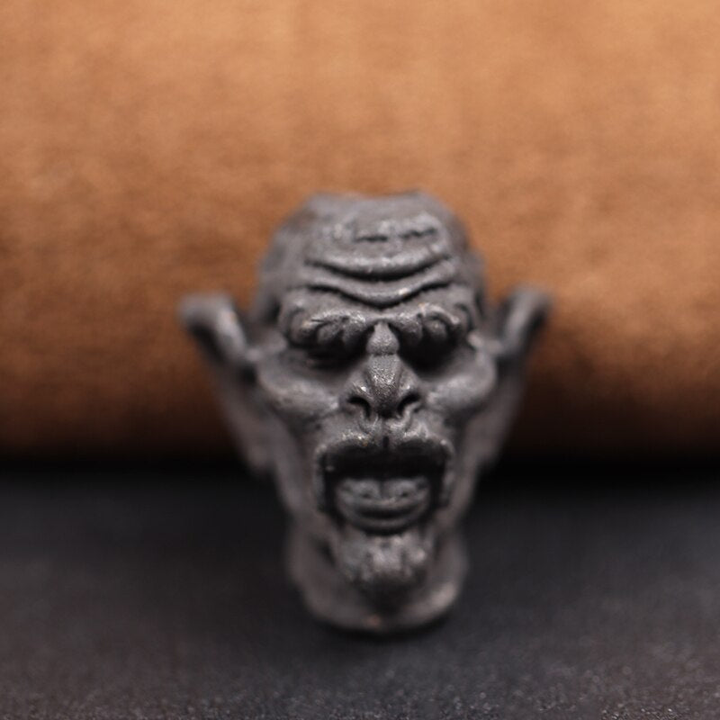 Black Brass Vampire Skull Head Beard Bead