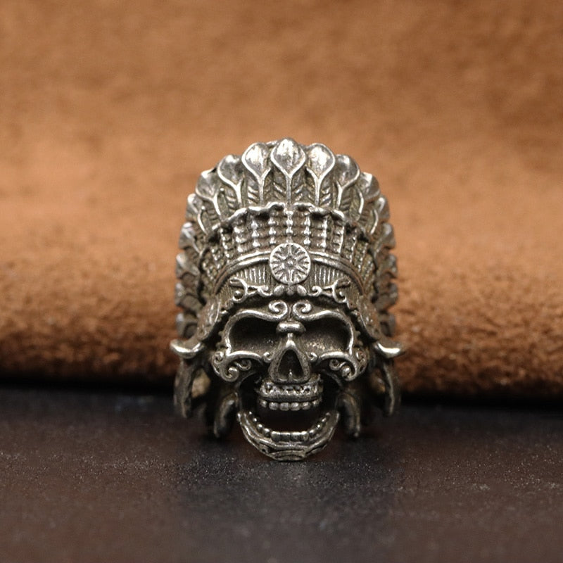 Tribal Chief Pharaoh Skull Brass Head Beard Bead