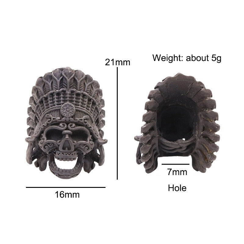 Tribal Chief Pharaoh Skull Brass Head Beard Bead