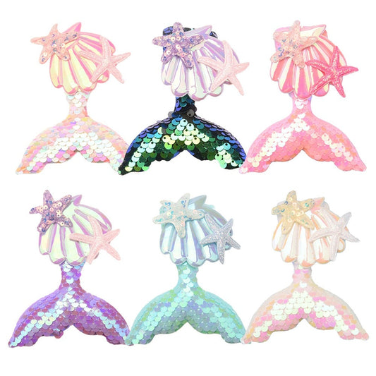 6 Sequin Mermaid tail Hair Clips