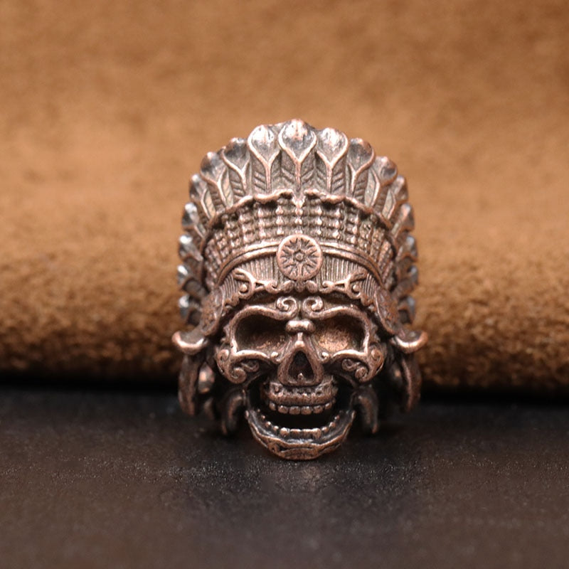 Tribal Chief Pharaoh Skull Brass Head Beard Bead