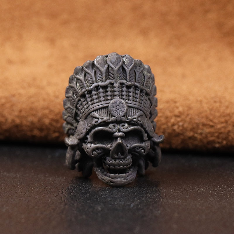 Tribal Chief Pharaoh Skull Brass Head Beard Bead