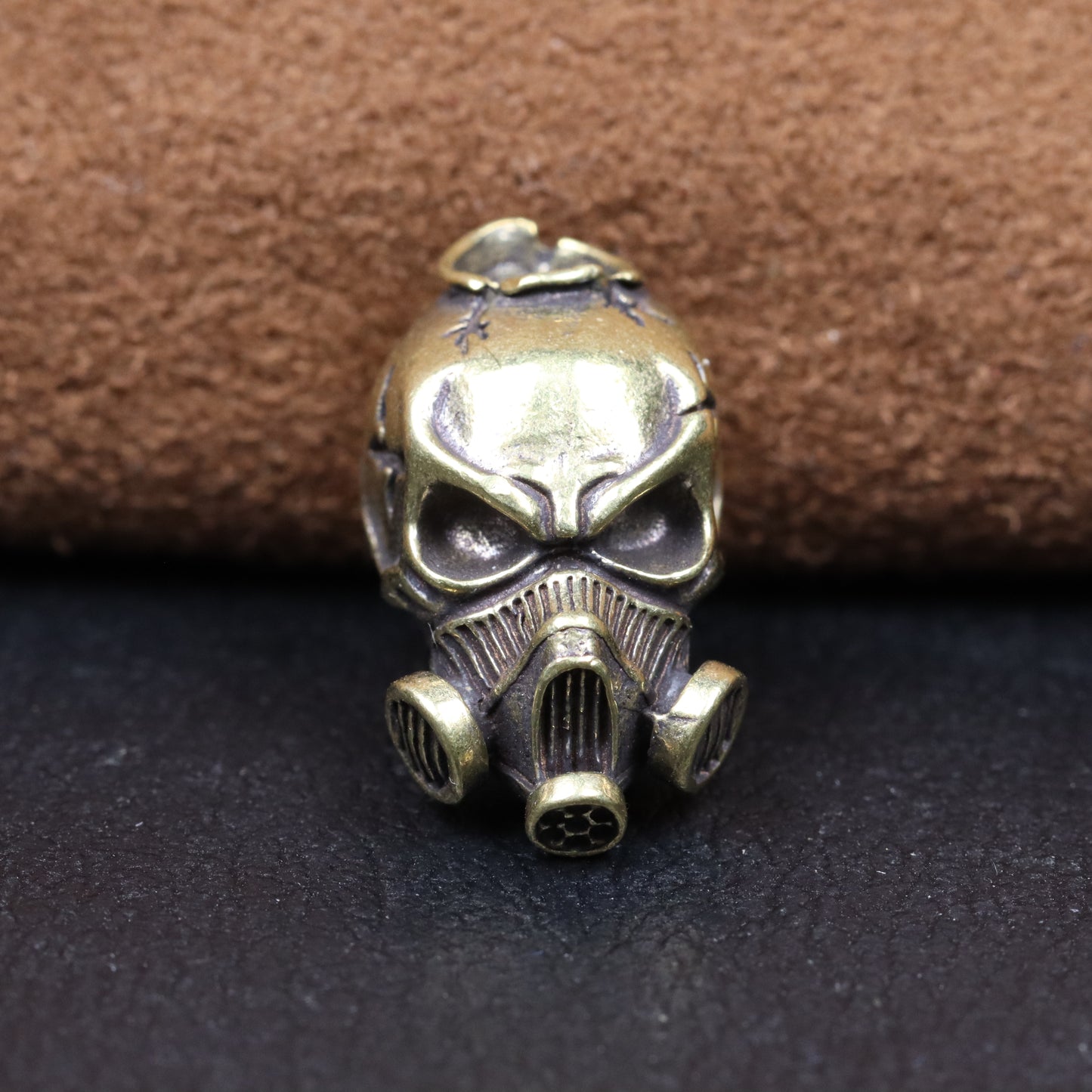 Biochemical Skull Head Brass Beard Bead