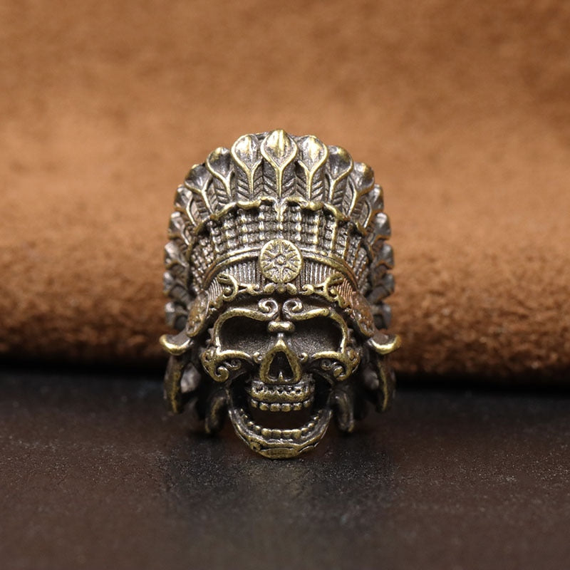 Tribal Chief Pharaoh Skull Brass Head Beard Bead