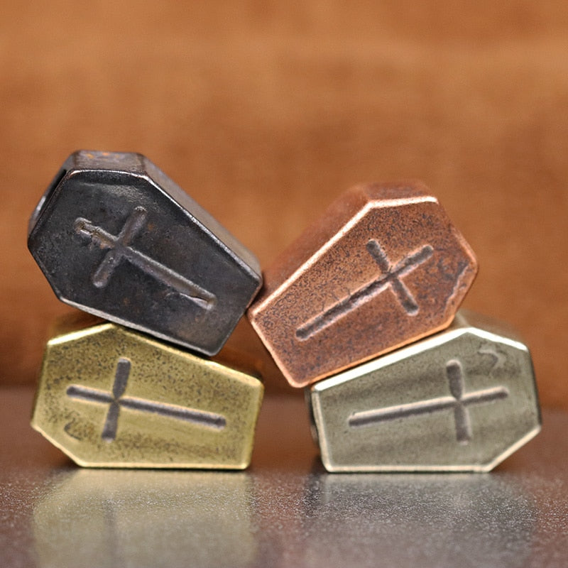 Cross Shield Brass Beard Bead